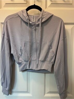As Revival- Cropped Zip-Up Hoodie Jacket - Lavender- Size XS